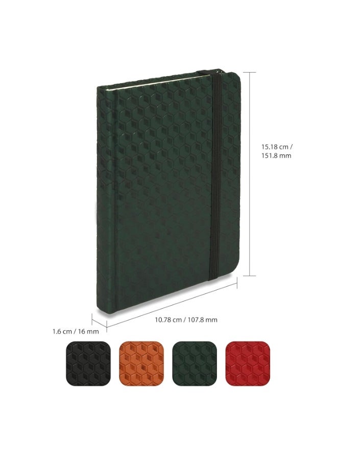 FIS® Executive Notebook, Italian PU Materials, A6 Size(105x148mm,) Round Corners, 96 Sheets, Single Ruled, 70gsm Italian Ivory Paper with Elastic Band Closure, 1 Piece, Green Color-FSNBEXA6GRD3 - Image 2